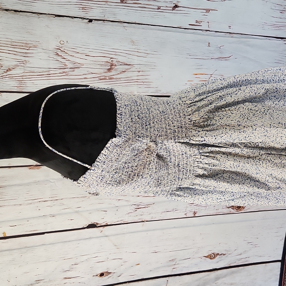 H&M White Blue Floral Strappy Dress XL NWT - Picture 4 of 8